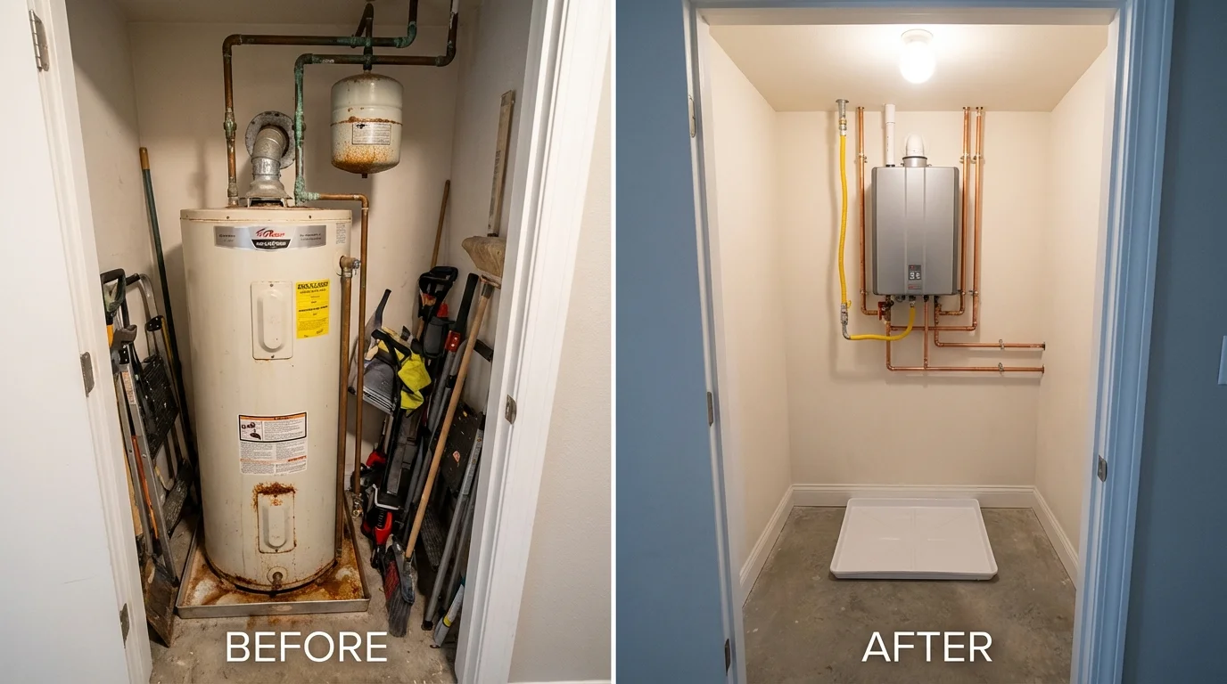 Tank water heater versus wall-mounted tankless unit comparison for Fowler, IN homeowners